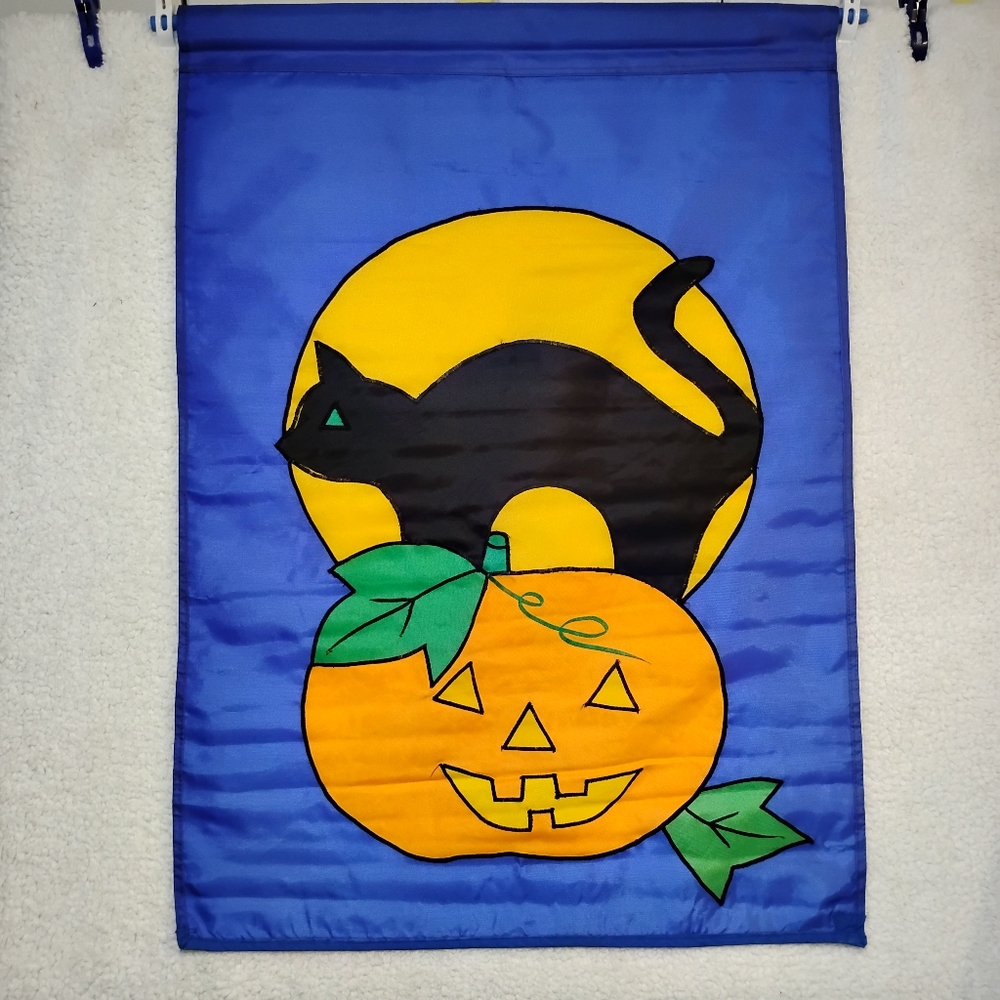 Halloween Cat and Pumpkin Yard Flag